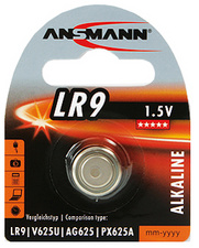 ANSMANN Alkaline Knopfzelle LR9, 1.5 Volt, 1er Blister hochwertige Alkaline Markenzelle für lange Betriebszeiten, für Taschenrechner, Uhren, Digitalkameras, Autosschlüssel, Alternativbezeichnung: AG625, V625U, GPAX625A, EPX625G, KA625, R625, PX625A (1516-0002)