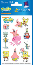 AVERY Zweckform ZDesign Sticker SpongeBob + Freunde aus Papier, Blattformat: 76 x 120 mm Inhalt: 3 Blatt � 9 Sticker (55112)