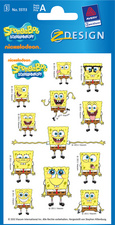 AVERY Zweckform ZDesign Sticker SpongeBob frontal aus Papier, Blattformat: 76 x 120 mm Inhalt: 3 Blatt � 12 Sticker (55113)