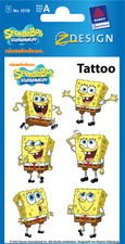 AVERY Zweckform ZDesign Tattoo SpongeBob hautvertr�glich, Blattformat: 76 x 120 mm Inhalt: 1 Blatt � 6 Tattoos (55118)