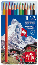 CARAN D ACHE Buntstifte Prismalo, 12er Metalletui aus Zedernholz, hexagonaler Schaft, Minenstärke: 3.0 mm, wasserlöslich, harte Mine, wasservermalbar, außerordentliche Lichtbeständigkeit, Inhalt: 12 Stück (999.312)